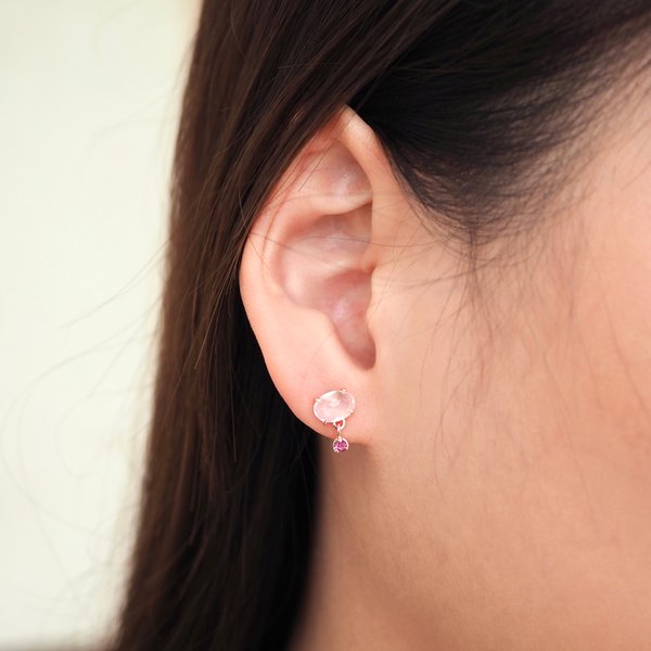 ROSETTE Earrings - Rose Quartz