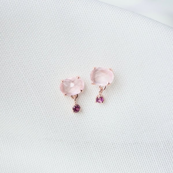 ROSETTE Earrings - Rose Quartz