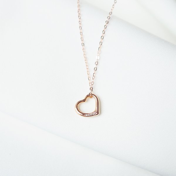 AMIA Heart Diamond Necklace - 18K Rose Gold
