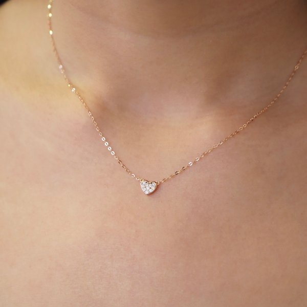 DESIREE Heart Diamond Necklace - 18K Rose Gold
