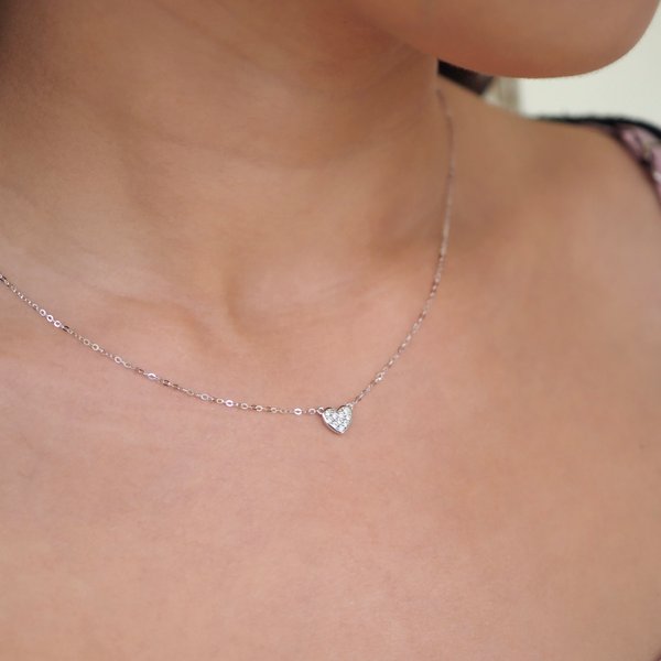 DESIREE Heart Diamond Necklace - 18K White Gold