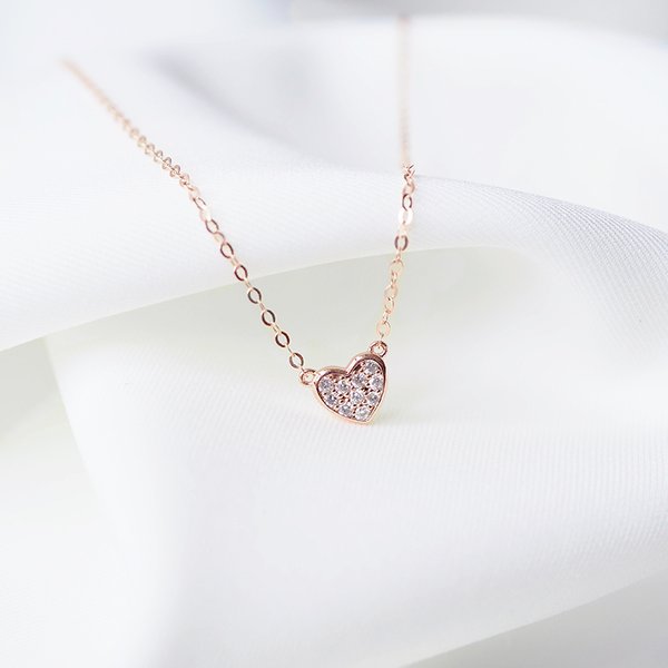 DESIREE Heart Diamond Necklace - 18K Rose Gold