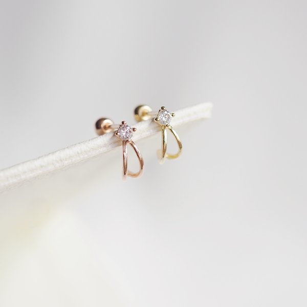 LACEY 14K Gold Barbell Earrings