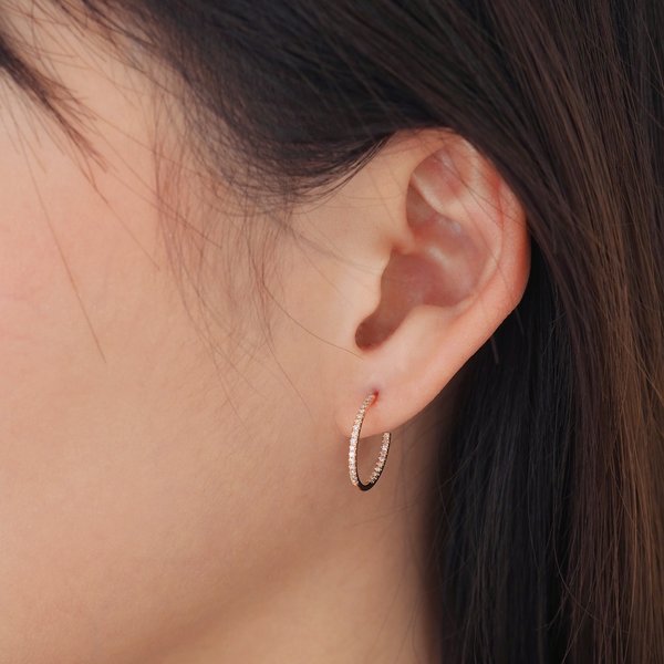 ARISA Half Hoop Diamond Earrings - 14K Rose Gold