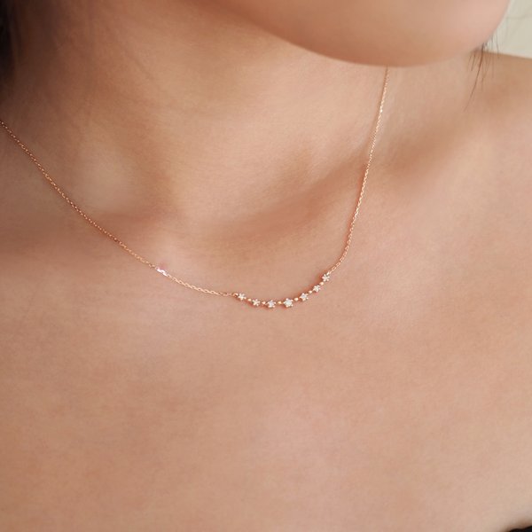 HANA Bar Diamond Necklace - 14K Rose Gold
