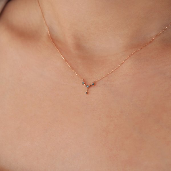 KATE Blue Diamond Necklace - 14K Rose Gold
