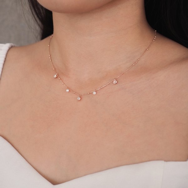 SOLANA Necklace - Moonstone (Rose Gold)
