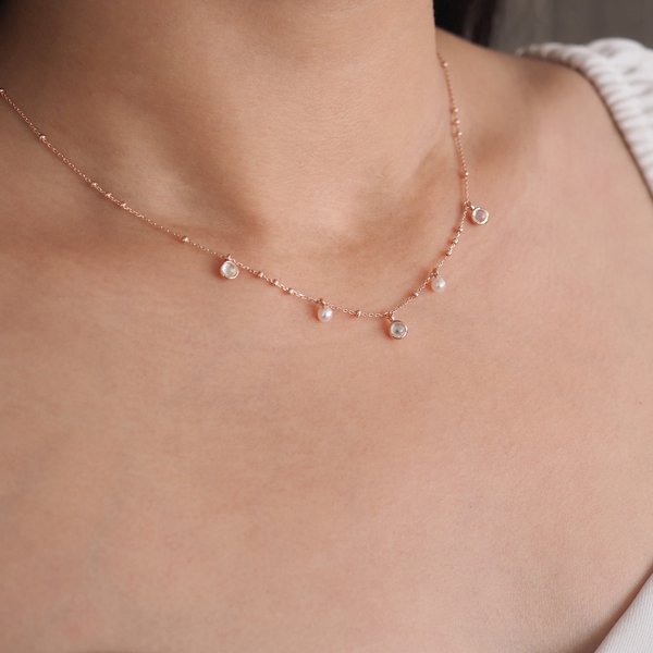 SOLANA Necklace - Moonstone (Rose Gold)