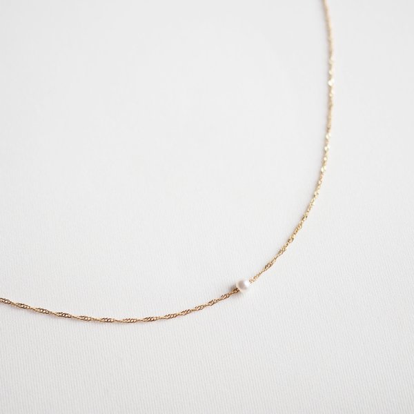ALUNA Mini Pearl Necklace - 14K Yellow Gold