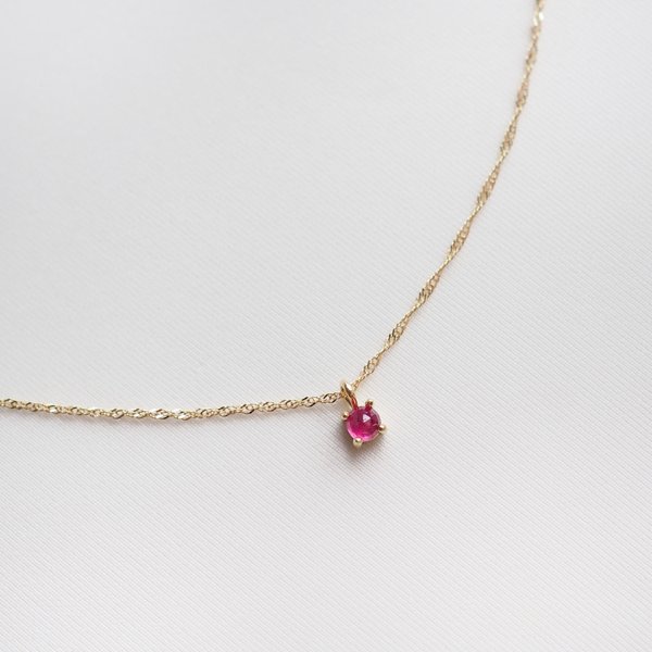 CLARA Necklace - Ruby in 14K Yellow Gold