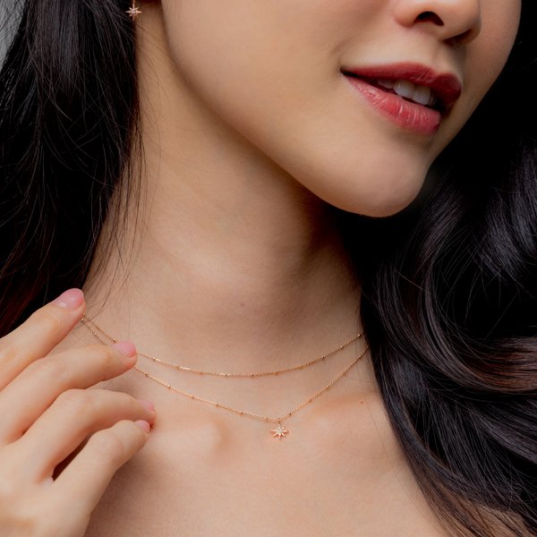 Dotted Chain Necklace - 14K Rose Gold 