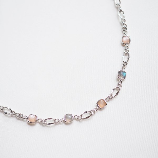 KAYE Necklace - Labradorite / Moonstone in Silver
