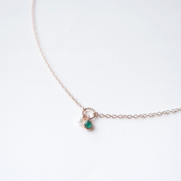 REMI Necklace - Green Onyx in Rose Gold