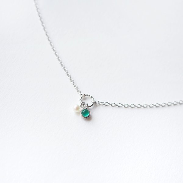 REMI Necklace - Green Onyx in Silver