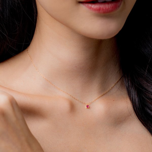 CLARA Necklace - Ruby in 14K Yellow Gold
