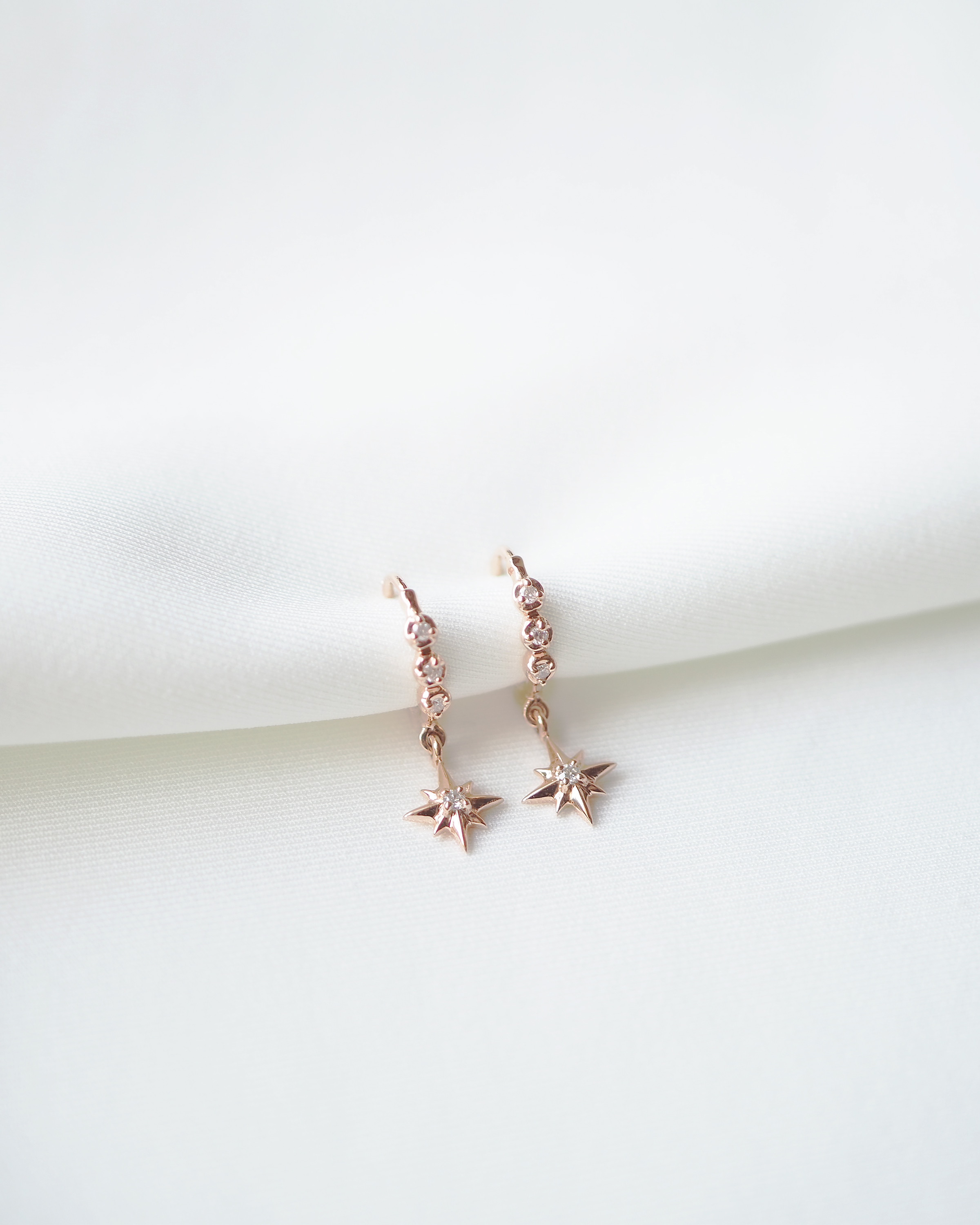 Rose gold diamond huggies on sale