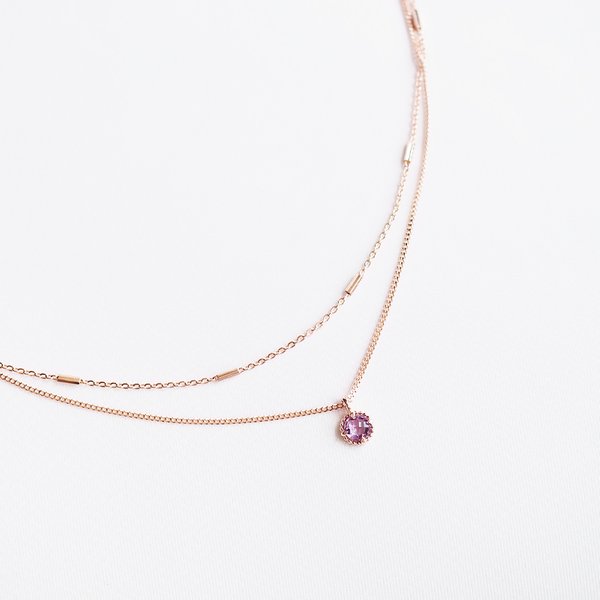 CARRISA Necklace - Amethyst (Rose Gold)