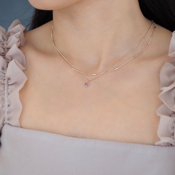 CARRISA Necklace - Amethyst (Rose Gold)
