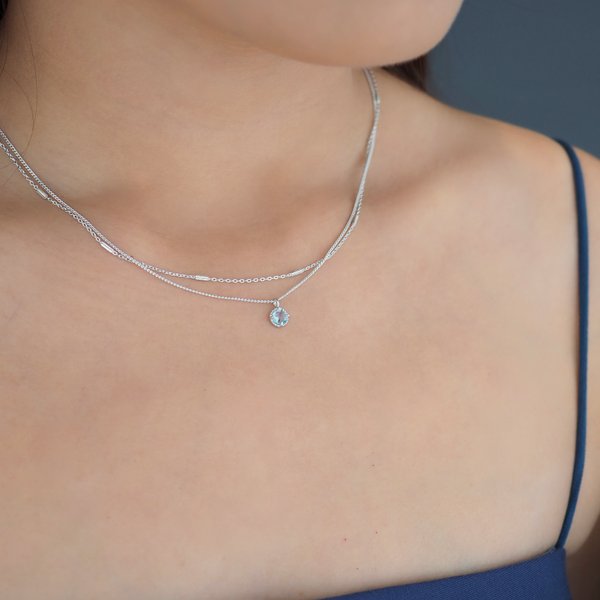 CARRISA Necklace - Blue Topaz (Silver)