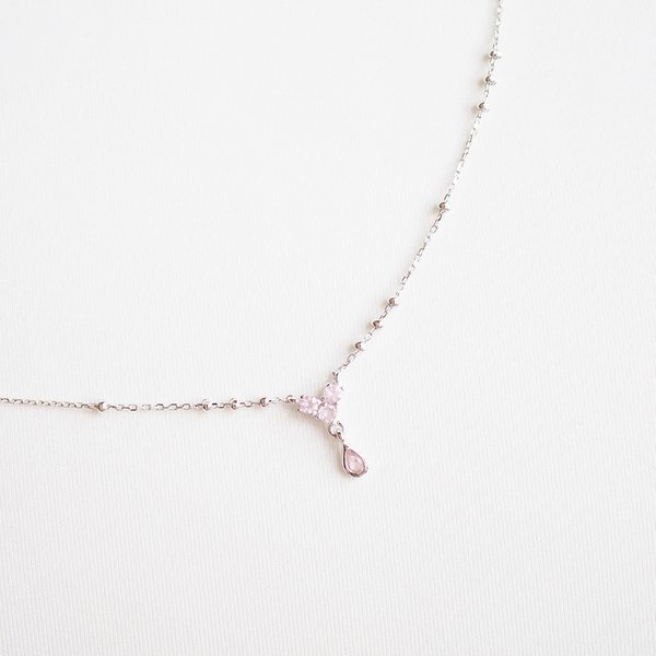 CASS Necklace - Rose Quartz (Silver)