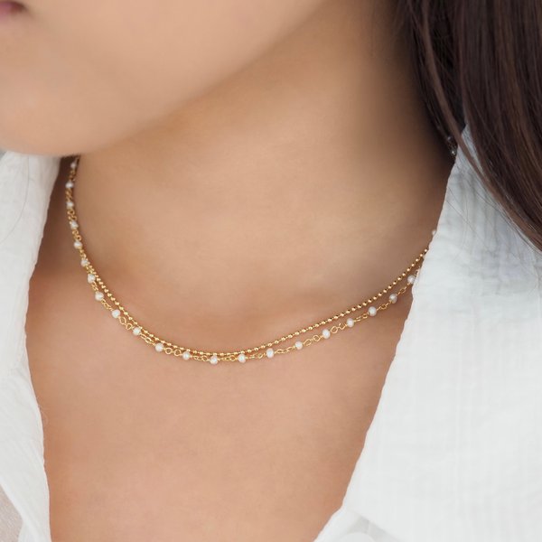  CARLY Necklace - Pearls (Yellow Gold)