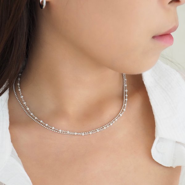 CARLY Necklace - Pearls (Silver)