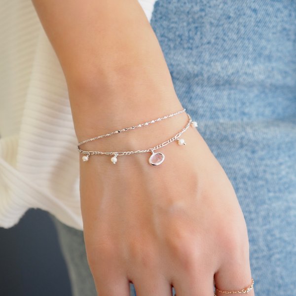 CADDIE Bracelet - Rose Quartz (Silver) 