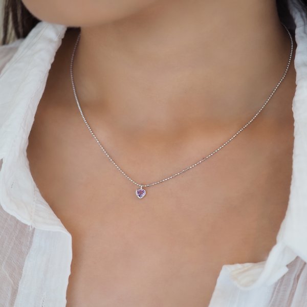 MABEL Necklace - Amethyst (Silver)