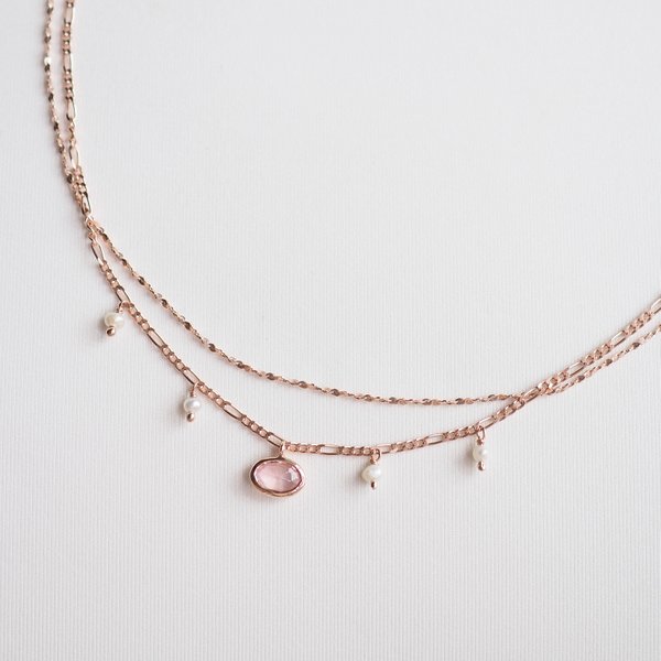 CADDIE Necklace - Rose Quartz (Rose Gold) 