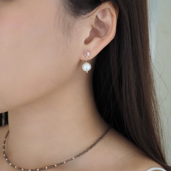 HAILEY Pearl Earrings - White Topaz