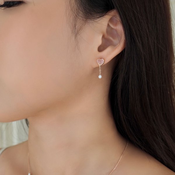 DENISE Earrings - Rose Quartz (Rose Gold)