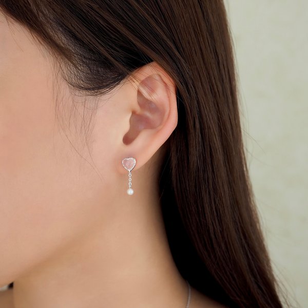 DENISE Earrings - Rose Quartz (Silver)