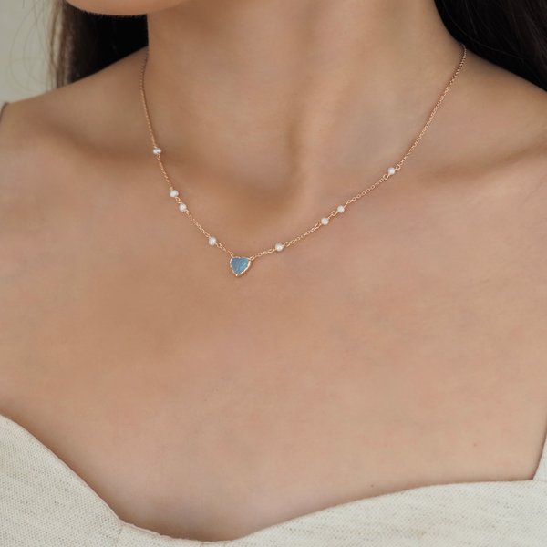 DENISE Necklace - Chalcedony (Rose Gold)