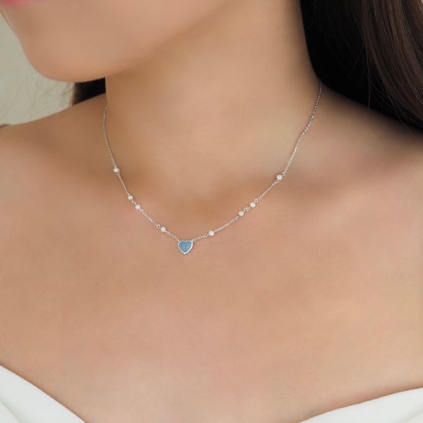 DENISE Necklace - Chalcedony (Silver)