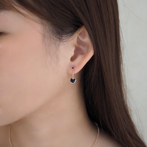 ALBY Earrings - Black Spinel (Rose Gold)