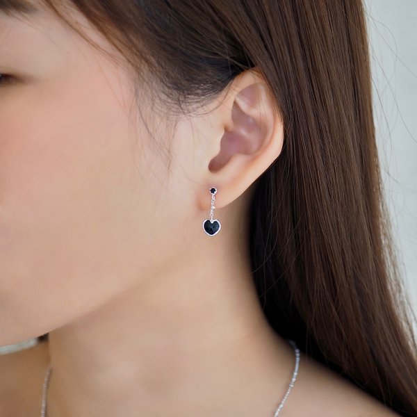 ALBY Earrings - Black Spinel (Silver)