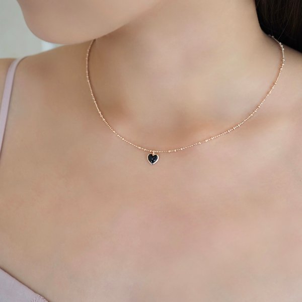 ALBY Necklace - Black Spinel (Rose Gold)