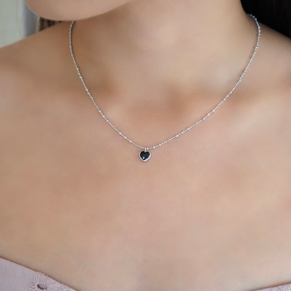 ALBY Necklace - Black Spinel (Silver)