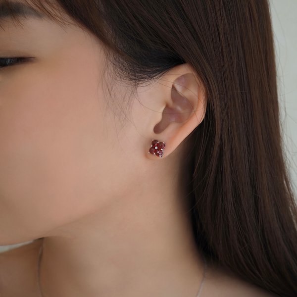 ERICA Earrings - Red Garnet (Silver)