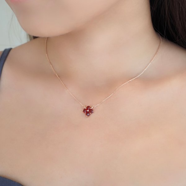 ERICA Necklace - Red Garnet (Rose Gold)