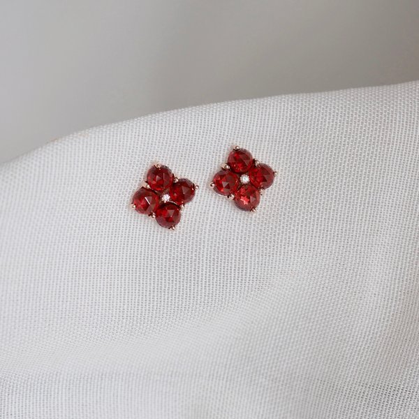 ERICA Earrings - Red Garnet (Rose Gold)