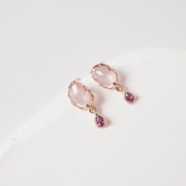 SOPHIA Earrings - Rose Quartz (Rose Gold)