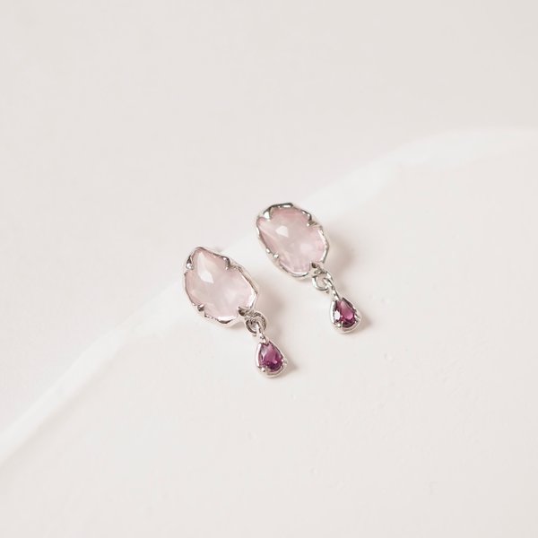 SOPHIA Earrings - Rose Quartz (Silver)