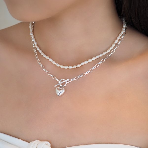 MANDY Double Chain Necklace - Pearls