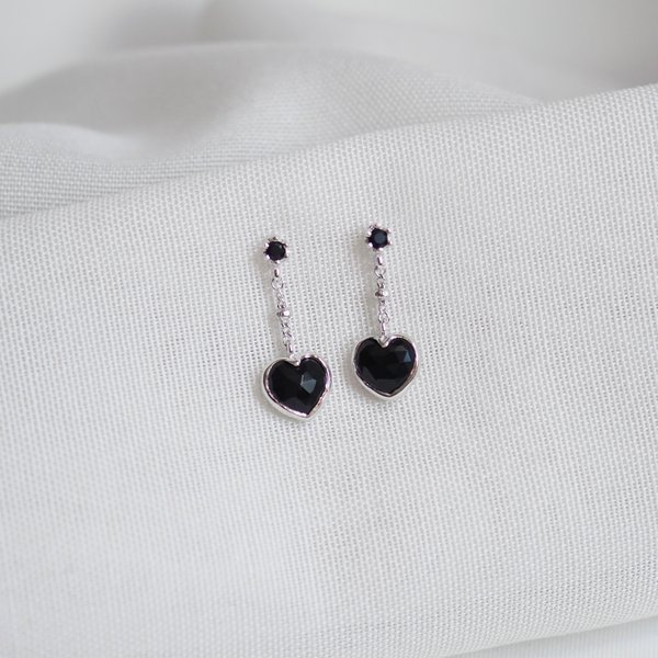 ALBY Earrings - Black Spinel (Silver)