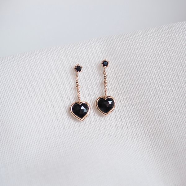 ALBY Earrings - Black Spinel (Rose Gold)