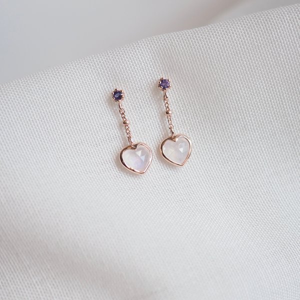 ALBY Earrings - Moonstone (Rose Gold)