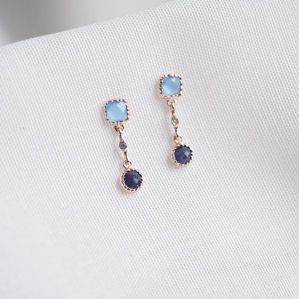 YOKO Earrings - Chalcedony (Rose Gold)