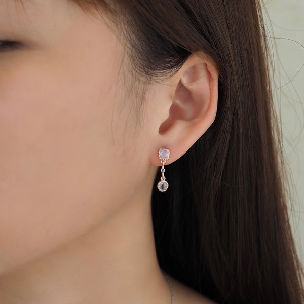 YOKO Earrings - Moonstone (Rose Gold)