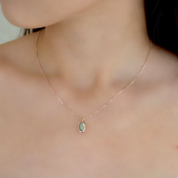AMBER Necklace - Labradorite (Rose Gold)